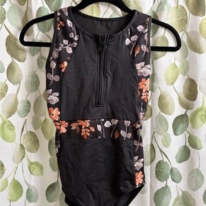 Black and Floral Ballet Leotard